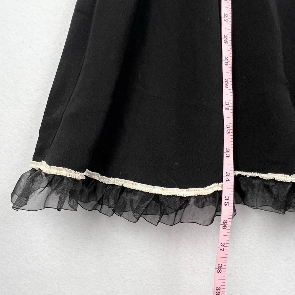Y2K Vintage 90s Women's Hi-Low Ruffled Black w Contrasted Trim Fishtail Skirt 10 - Picture 11 of 11